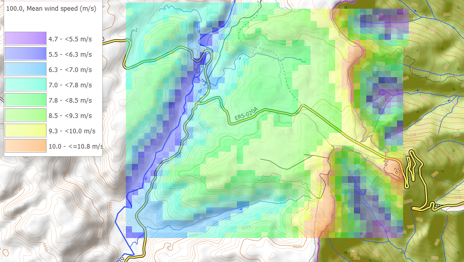 MODEL_Wind resource map with Topo view